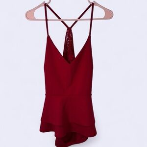 O’Delilah Red Peplum Lace Camisole